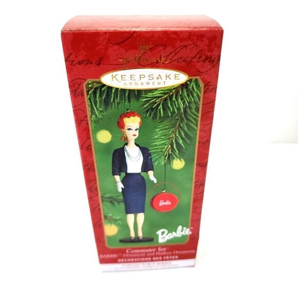 Hallmark Keepsake Christmas Ornament Barbie Commuter Set and Hatbox 2000 - Picture 1 of 7